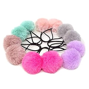 5 pair any colour fur ball with elastic hair ties pompom hair band hair bows small ropes toddlers39 ponytail holder baby girls accessories