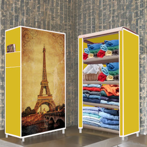 home reserve 4 shelf eiffel tower purple printed pp collapsible wardrobe finish color - eiffel tower purple printed diydo-it-yourself