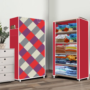 home reserve 5 layer diamond wall print pp collapsible wardrobe finish color - diamond wall print diydo-it-yourself