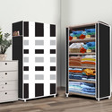 Home Reserve 5 Layer French Door Print PP Collapsible Wardrobe