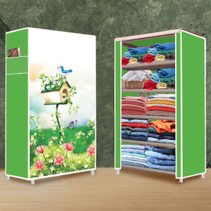 home reserve 5 layer house tree green print pp collapsible wardrobe