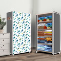 Home Reserve 5 Layer Peacock Feather Print PP Collapsible Wardrobe (Finish Color - Peacock Feather Print, DIY(Do-It-Yourself))