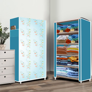 home reserve 5 layer soft lily flower print pp collapsible wardrobe finish color - soft lily flower print diydo-it-yourself