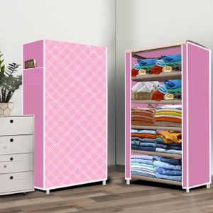home reserve 5 layer stars pattern print pp collapsible wardrobe finish color - stars pattern print diydo-it-yourself