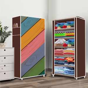 home reserve 6 shelf colorful wood printed pp collapsible wardrobe
