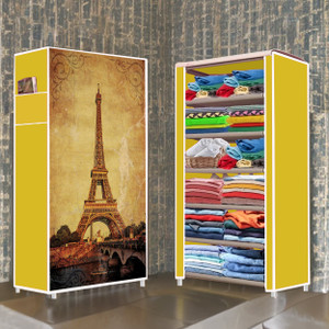 home reserve 6 shelf eiffel tower printed pp collapsible wardrobe