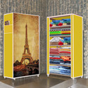 Home Reserve 6 Shelf Eiffel Tower Printed PP Collapsible Wardrobe
