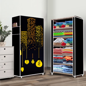home reserve 6 shelf premium building printed pp collapsible wardrobe finish color - premium building printed diydo-it-yourself