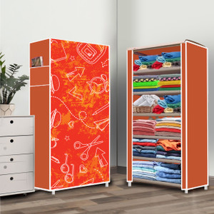 home reserve 6 shelf school pattern printed pp collapsible wardrobe finish color - school pattern printed diydo-it-yourself