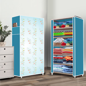 home reserve 6 shelf soft lily flower printed pp collapsible wardrobe finish color - soft lily flower printed diydo-it-yourself