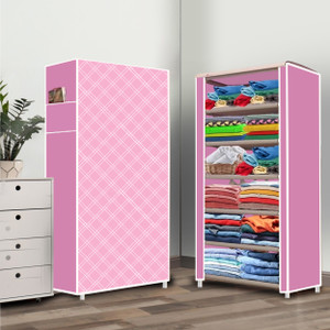 home reserve 6 shelf stars pattern printed pp collapsible wardrobe finish color - stars pattern printed diydo-it-yourself