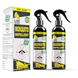 home-secure herbal mosquito repellent-220 ml with lime fregrance natural mosquito killer spray  pet safe kids safe  non-toxic eco friendly chemical free  made with plant oils pack of 2