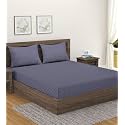 Home Sizzler 300TC Cotton Grey Satin Striped Single Bedsheet with 1 Pillow Cover, 90"X55"