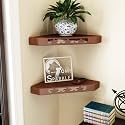 Home Sparkle Set of 2 Corner Wall Shelf Engineered Wood (Brown)