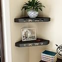 Home Sparkle Wenge Decorative Multipurpose Hanging Rack | Corner Shelf for Bedroom and Living Room (Black)