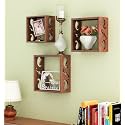 Home Sparkle Wooden Wall Shelves for Living Room, Wall Mounted Cube Shaped Shelf for Home Dcor, Ideal for Decoration Set of 3 (Brown)
