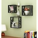 Home Sparkle Wooden Wall Shelves for Living Room, Wall Mounted Cube Shaped Shelf for Home Dcor, Ideal for Decoration Set of 3 (Black)