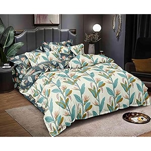 the home style 200tc super soft glace cotton king size zipper duvet razai quilt comforter cover dohar for double bed 90x100 inch with matching pillow covers 2 pcs celadon green