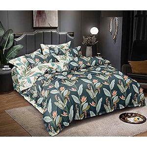 home style 200tc super soft glace cotton king size zipper duvet razai quilt comforter cover dohar double bed 90x100 inch with matching pillow cover 2 pcskelly green