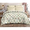 THE HOME STYLE 200TC Super Soft Glace Cotton King Size Duvet Cover II Razai Cover II Quilt Cover II Dohar for Double Bed with Zipper Closure (90x100 Inch, Floral Paradise)