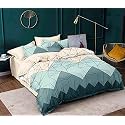 HOME STYLE 200TC Super Soft Glace Cotton King Size Zipper Duvet Comforter Cover Double Bed(90X100 Inch) Set With Same Designed Pillow Cover(2 Pcs) Pastel Green