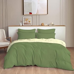 the home style 300tc plain solid glace cotton king size duvet cover ii razai ii quilt cover for double bed with zipper closure ii 140 gsm 90x100 inch plain olive mist
