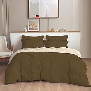 the home style 300tc plain solid glace cotton king size duvet cover ii razai quilt cover for double bed with zipper closure - 140 gsm 90x100 inch plain soft chestnut
