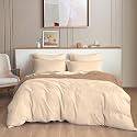 THE HOME STYLE 300TC Plain Solid Glace Cotton King Size Duvet Cover II Razai II Quilt Cover for Double Bed with Zipper Closure II 140 GSM (90x100 Inch, Plain, Almond Whisper)
