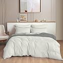 THE HOME STYLE 300TC Plain Solid Glace Cotton King Size Duvet Cover II Razai II Quilt Cover for Double Bed with Zipper Closure II 140 GSM (90x100 Inch, Plain, Dove Tone)