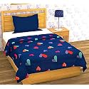 THE HOME STYLE Super Soft Glace Cotton 200 TC Single Bed Quilt Cover Ii Rajai Cover Ii Duvet Cover Ii Comforter Cover Ll Dohar For Single Bed With Zipper (Dohars) 60X90 Inch (Single, Blue Heart)