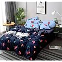 THE HOME STYLE Super Soft Glace Cotton King Size Duvet Cover II Razai Cover II Quilt Cover II Comforter Cover ll Dohar for Double Bed with Zipper (Dohars) 90x100 inch (Blue Heart, 200)