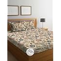 THE HOME STYLE Super Soft Glace Cotton King Size AC Comforter ll Blanket ll Duvet with 1 King Size Elastic Fitted Bedsheet 72"x78" Inch and 2 Pillow Cover (Pack of 4, Mocha Flora)
