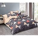 THE HOME STYLE Super Soft Glace Cotton 200 TC Single Bed Quilt Cover Ii Rajai Cover Ii Duvet Cover Ii Comforter Cover Ll Dohar For Single Bed With Zipper (Dohars) 60X90 Inch (Graphite Triangle)
