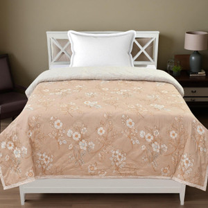 home stylish floral single comforter for  ac room microfiber beige