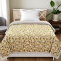 Home Stylish Floral Single Comforter for  AC Room (Microfiber, Yellow)