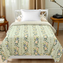 Home Stylish Floral Single Comforter for  AC Room (Microfiber, Green Cream)