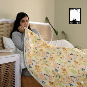 home stylish floral single comforter for  heavy winter microfiber gold cream