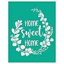 Home Sweet Home Silk Screen Stencil, Eucalyptus Wreath Farmhouse Decor Reusable Self-Adhesive Mesh Stencil for Wood Signs, Canvas, Fabric &amp; Wall Art
