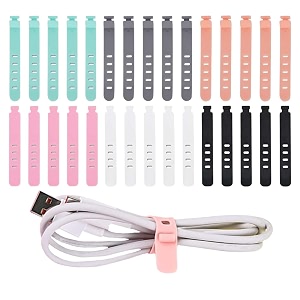 homeaura adjustable cord organizer 30pcs  reusable cable ties and cord straps for wire management for home office electronics accessories organizing 6 colors