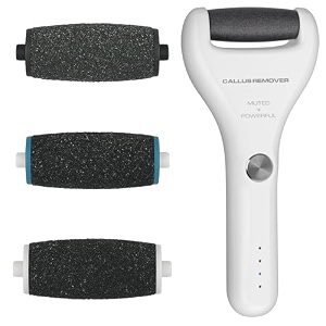 homebasic electric callus remover for feet 3-speed foot scrubber for dead skin amp calluses usb type-c rechargeable pedicure tool with 3 interchangeable roller heads 1200mah battery amp dust-proof stand