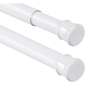 homecloud expandable shower curtain rod extendable room divider without drilling adjustable shower rod sturdy amp rust resistant rod white pack of 2 extendable- 70 to 120 cm