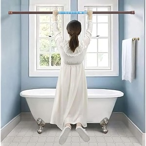 homecloud expandable shower curtain rod extendable room divider without drilling adjustable shower rod sturdy amp rust resistant rod brown pack of 1 extendable- 50 to 80 cm