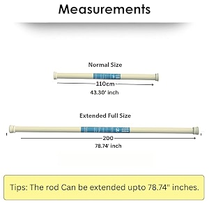 homecloud expandable shower curtain rod extendable room divider without drilling adjustable shower rod sturdy amp rust resistant rod beige pack of 1 extendable- 110 to 200 cm