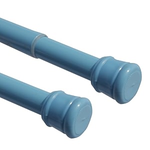 homecloud expandable shower curtain rod extendable room divider without drilling adjustable shower rod sturdy amp rust resistant rod light_blue pack of 2 extendable- 110 to 200 cm