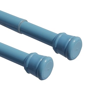homecloud expandable shower curtain rod extendable room divider without drilling adjustable shower rod sturdy amp rust resistant rod light_blue pack of 2 extendable- 140 to 260 cm