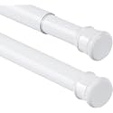 HomeCloud Expandable Shower Curtain Rod, Extendable Room Divider without Drilling, Adjustable Shower Rod, Sturdy &amp; Rust Resistant Rod (White Pack Of 2, Extendable- 50 to 80 Cm)