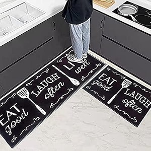 homecloud kitchen mat 6mm fruit printed thick anti slip washable big size printed designer folding kitchen mat for floor home bedroom - black standard size 40 x 120 cm 40 x 60 cm