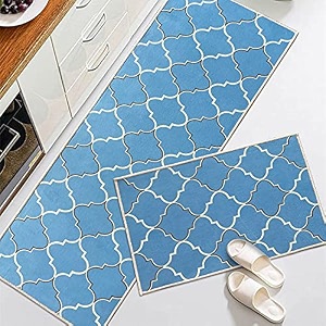 homecloud kitchen mat  floor mat  door mat anti-slip softwashable printed designer for floor kitchen room 6 mm thick41 x 122 cm 41 x 61 cm trap_blue