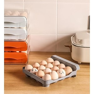 homecloud plastic 32 grid large capacity drawer type egg holderegg trayhousehold egg fresh storage boxmulti-layer chicken egg storage container grey_32 grid