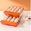 HomeCloud Plastic 32 Grid Large Capacity Drawer Type Egg Holder/Egg Tray/Household Egg Fresh Storage Box/Multi-Layer Chicken Egg Storage Container (Orange_32 grid)
